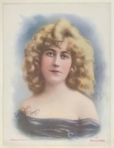 Bonnie Magin at Weber & Fields, from the Actresses series (T1), distributed by the American Tobacco Co. to promote Turkish Trophies Cigarettes