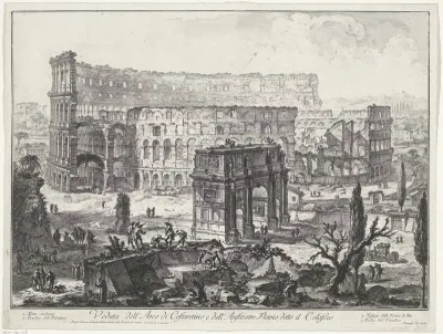 Boog van Constantijn en het Colosseum te Rome