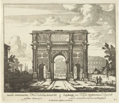 Boog van Constantijn met het Colosseum op de achtergrond