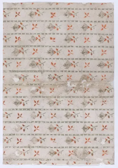 Book cover with overall leaf and stripe pattern