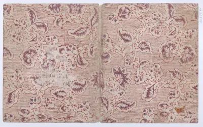 Book cover with overall paisley, dot, and stripe pattern
