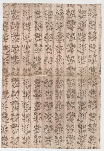 Book cover with overall stripe pattern with floral designs