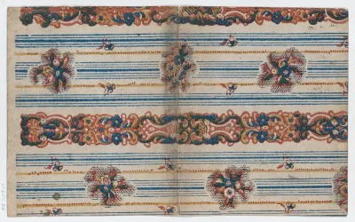 Book cover with overall striped and floral design