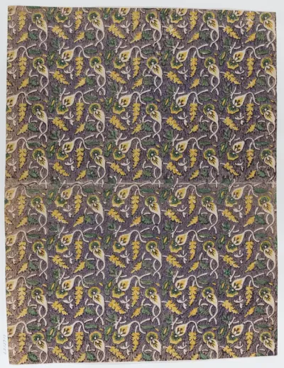 Book cover with overall yellow and green floral pattern