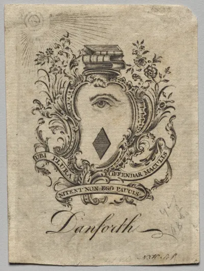 Bookplate:  Coat of Arms with Danforth inscribed