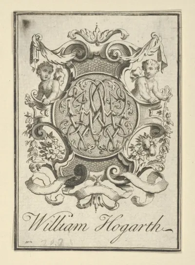 Bookplate inscribed "William Hogarth"
