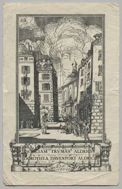 Bookplate:  William Truman Aldrich and Dorthea Davenport Aldrich, Ex Libris inscribed