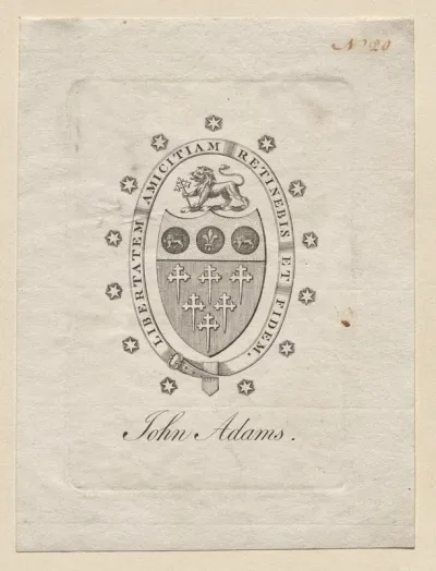 Bookplate with Coat of Arms of John Adams