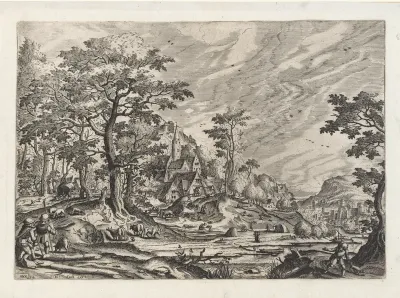 Boomrijk landschap met een kasteel