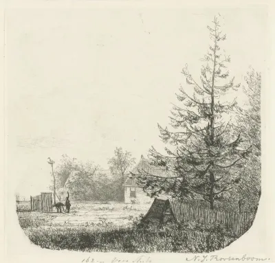 Boomrijk landschap met een ooievaarsnest