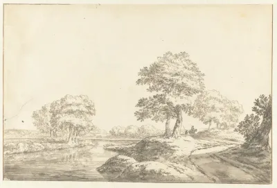 Boomrijk landschap met rivier