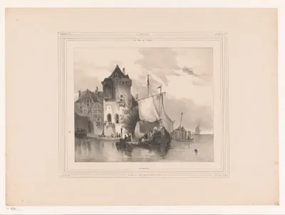 Boot legt aan bij een dorpshaven