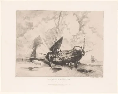 Boot op het strand bij eb