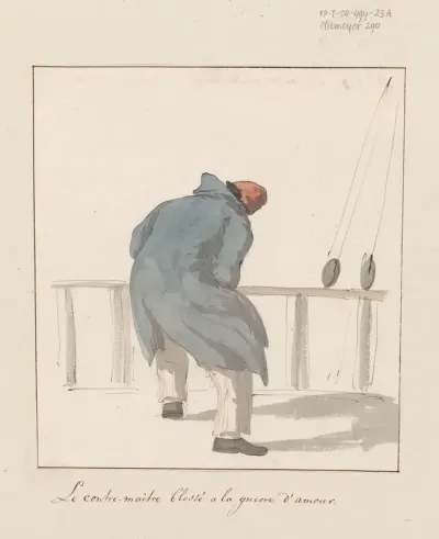 Bootsman aan boord van het schip l'Heureuse Marianne