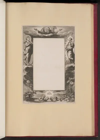 Border Illustration with God the Father, Two Saints, and a Serpent