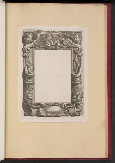 Border Illustration with Two Putti and Fruit
