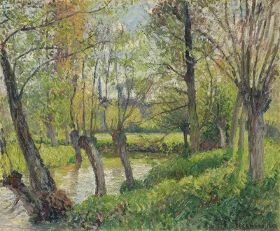 Bords de l'Epte à Êragny, soleil couchant