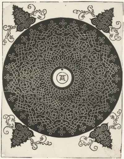 Borduurvoorbeeld met rond schildje