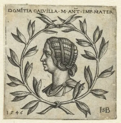 Borstbeeld van Domitia Calvilla in lauwerkrans