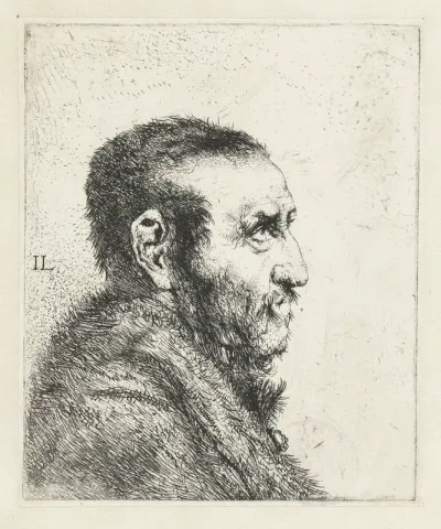 Borstbeeld van een man met een korte baard