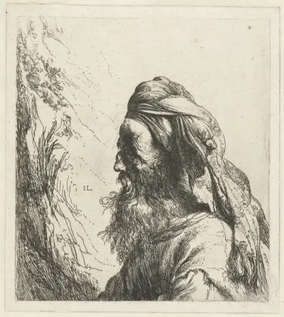 Borstbeeld van een oosterling met baard en tulband