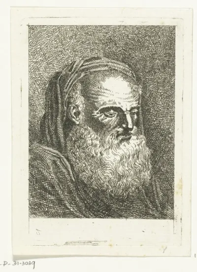 Borstbeeld van een oude man met witte baard