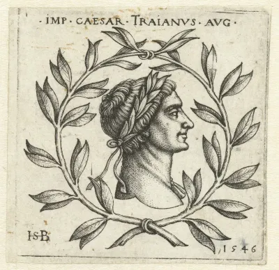 Borstbeeld van Trajanus in lauwerkrans