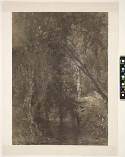 Bosgezicht met rivier, hoogstwaarschijnlijk te Wolfheze