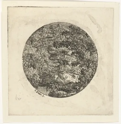 Boslandschap in rond kader