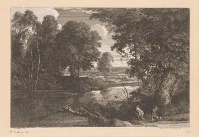 Boslandschap met eendenjacht