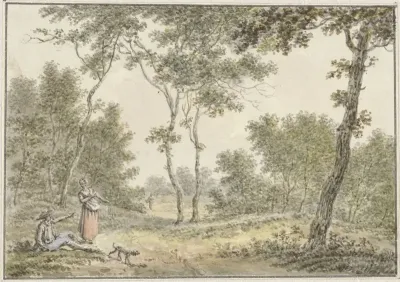 Boslandschap met enkele figuren