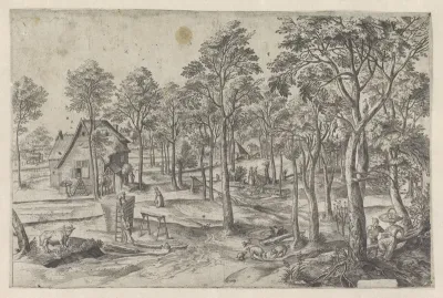 Boslandschap met figuren