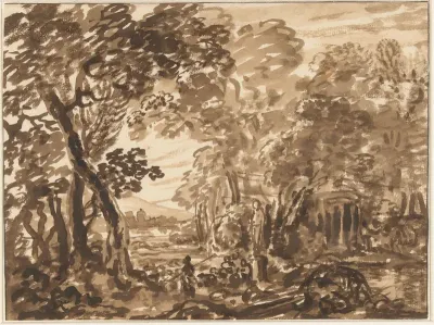 Boslandschap met figuren
