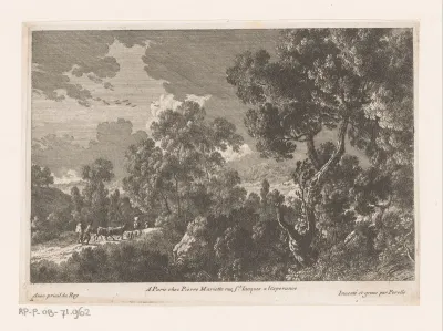 Boslandschap met herders met kudde