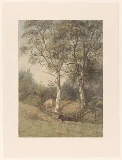 Boslandschap met koeien, bij Wolfheze