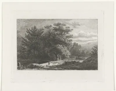 Boslandschap met meer