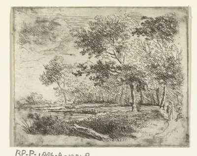 Boslandschap met twee figuren