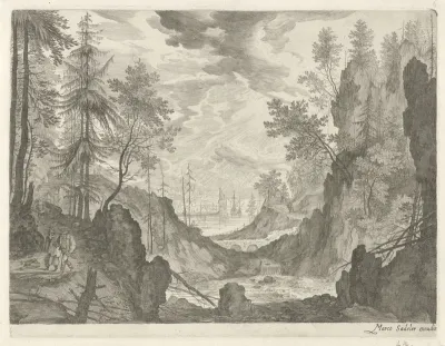 Boslandschap met waterval