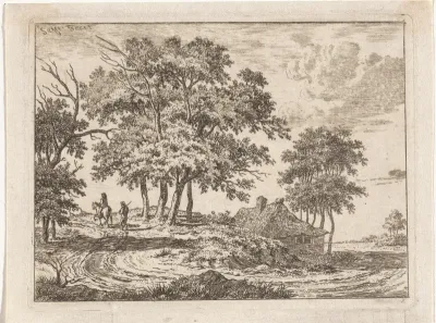 Bospad met een ruiter en een wandelaar