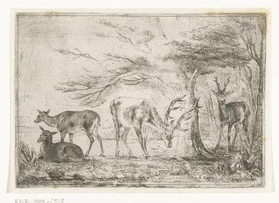 Bosrand met herten