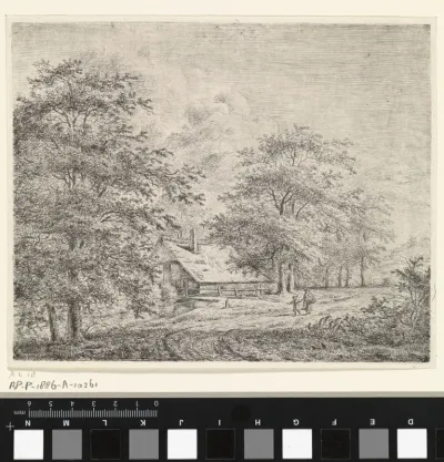 Bosrijk landschap met vrouw en kind