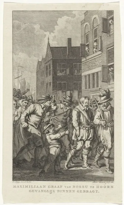 Bossu als krijgsgevangene Hoorn binnen gebracht, 1573