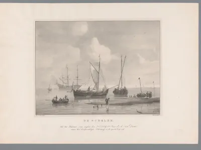 Boten en een schip op de Schelde