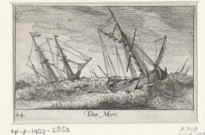 Boten in de storm op zee