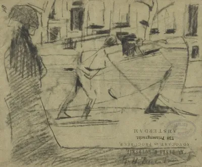 Boten in een gracht te Amsterdam