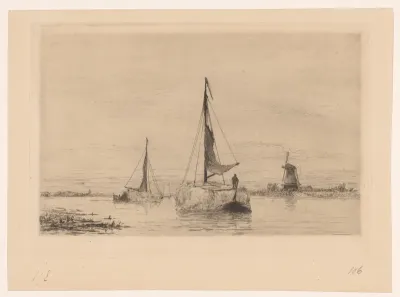 Boten met hooi op de Vecht bij Weesp