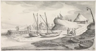 Boten op een rivieroever