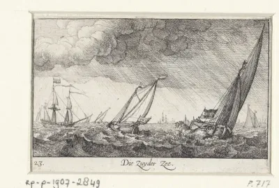 Boten tijdens storm op de Zuiderzee