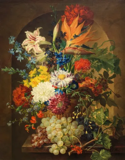 Bouquet of flowers in a niche