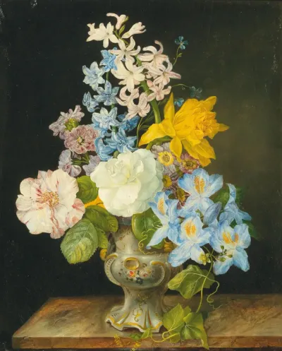 Bouquet of Flowers in a Porcelain Vase